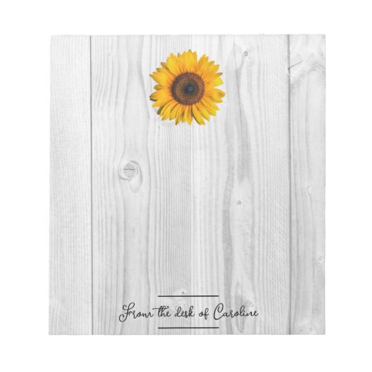Rustisch Zonnebloem Gepersonaliseerd Notitieblok (Voorkant)