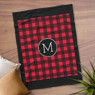 Rustisch zwart buffel patroonmonogram fleece deken