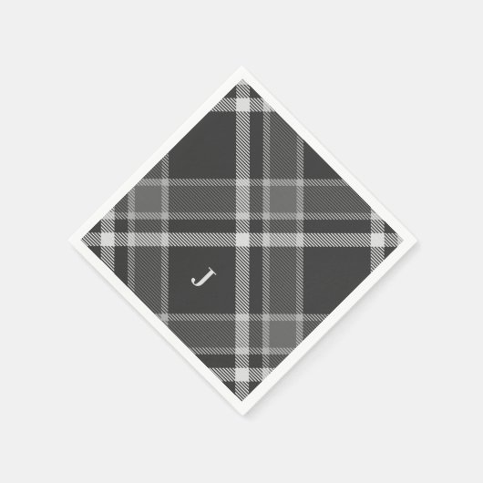 Rustisch zwart en grijs Tartan geplakt met monogra Servet (Hoek)