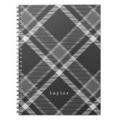 Rustisch zwart en grijs Tartan met naam Notitieboek (Voorkant)