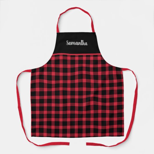 Rustisch zwart en rood buffel gepersonaliseerd  schort (Voorkant)