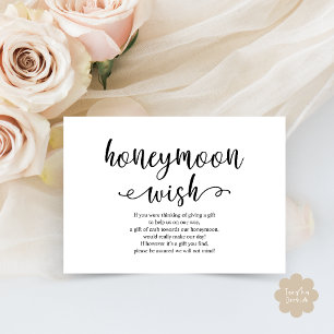 Rustisch zwart script, Wedding Honeymoon Wish Fund Informatiekaartje