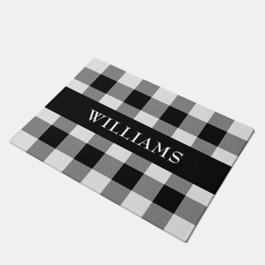 Rustisch zwart-wit buffelmonogram deurmat (Schuin)