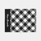 Rustisch zwart-wit buffelmonogram fleece deken (Voorkant (Horizontaal))