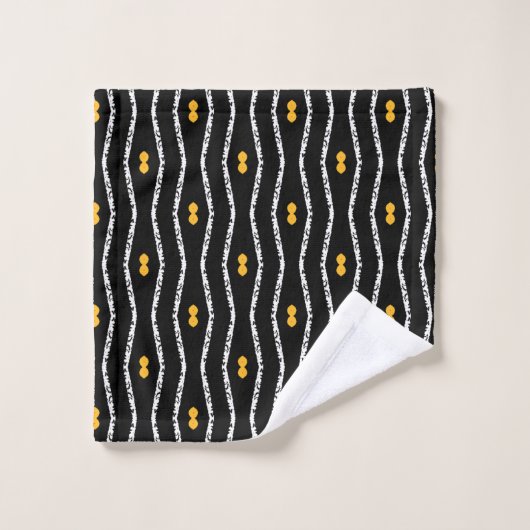 Rustisch zwart-wit en geel proefontwerp bad handdoek (Wasdoekje)