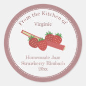 Rustische aardbei Rhubarb Jam Kraft Label Sticker (Voorkant)