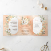 Rustische aardezaffe Waterverf Perzische bruiloft Drieluik Uitnodiging (Binnen)