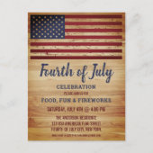 Rustische Amerikaanse vlag 4e van juli Uitnodiging Briefkaart (Voorkant)