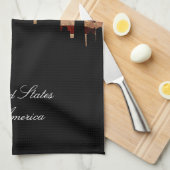 Rustische Amerikaanse vlag Chicago Skyline Theedoek (Quarter Fold)