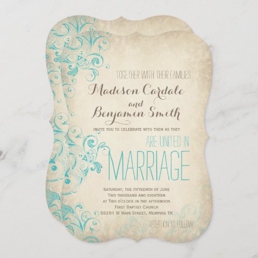 Rustische Aqua Vlaams Weddenschap Kaart (Voorkant / Achterkant)