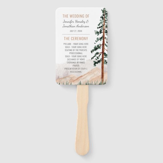 Rustische bergen Pine Trees Fog Wedding Programme Handwaaier (Voorkant)