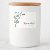 Rustische bijkantoren en Greenery Tortelduifjes We Voedselcontainer Etiket (Voorkant)