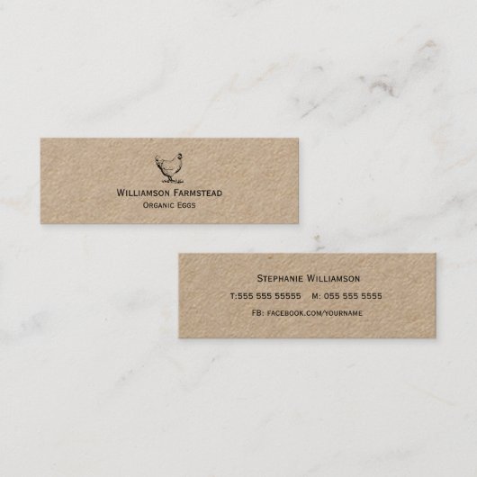Rustische Boerderij voor kippen|Landbouwers Markt Mini Visitekaartje (Voorkant / Achterkant)