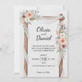 Rustische Boog Waterverf Bloemen | Boho Bruiloft Kaart (Voorkant)