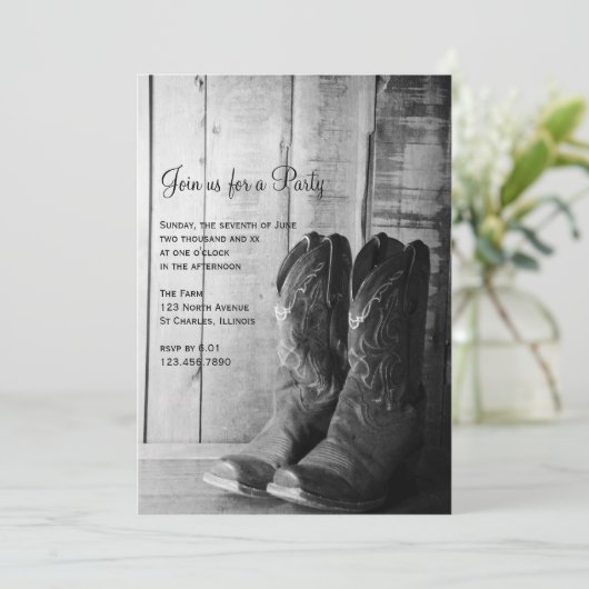 Rustische Boots Country en Westerne General Party Kaart (Staand voorkant)