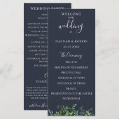 Rustische bosbegroeiing Navyblauw Bruiloft Programma (Voorkant / Achterkant)