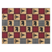 Rustische buffelcontrole Beren Bomen Rood Rood Zwa Tafelkleed (Voorkant (Horizontaal))