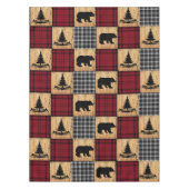 Rustische buffelcontrole Beren Bomen Rood Rood Zwa Tafelkleed (Voorkant)