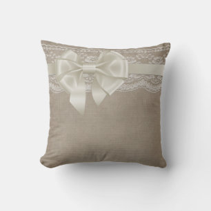 Rustische Burlap & Lace Kussen