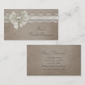 Rustische Burlap & Lace Visitekaartje (Voorkant / Achterkant)