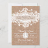 RUSTISCHE BURLAP  STROOM BEWAREN DE DATUM SAVE THE DATE (Voorkant)