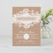 RUSTISCHE BURLAP  STROOM BEWAREN DE DATUM SAVE THE DATE (Staand voorkant)