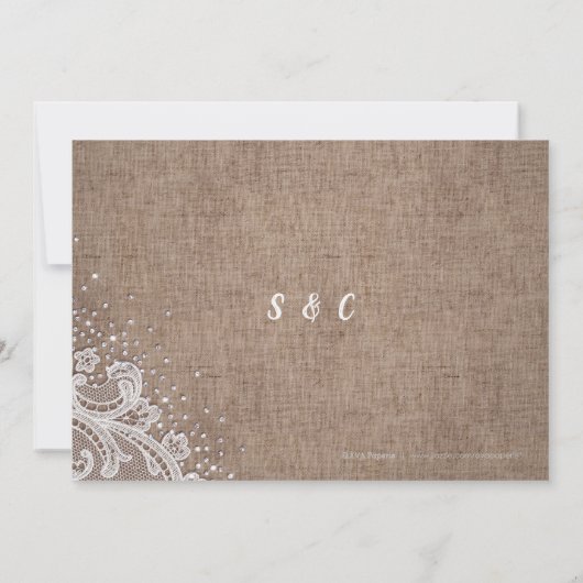 Rustische burlap zilverglitter, met uitzondering v save the date (Achterkant)