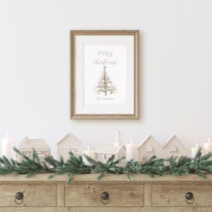 Rustische Drijfhout Kust Kerstboom Poster