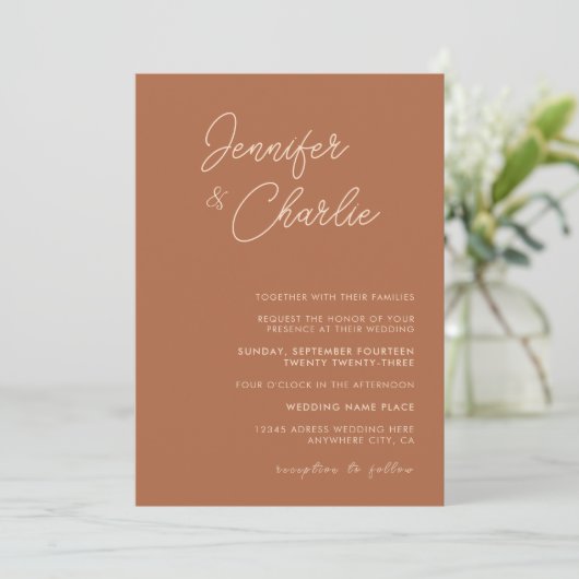 Rustische Elegant minimalist Bohemian Weddenschap  Kaart (Staand voorkant)
