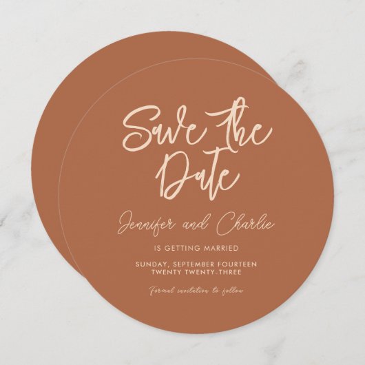 Rustische Elegant minimalist Bohemian Weddenschap Save The Date (Voorkant / Achterkant)
