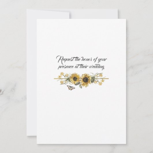 Rustische en Elegant Yellow Sunflower bruiloft Kaart (Achterkant)