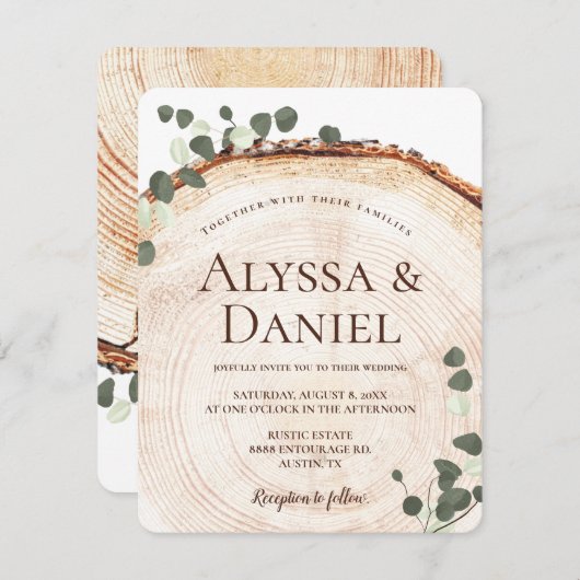 Rustische eucalyptus botanisch op houtwacht kaart (Voorkant / Achterkant)