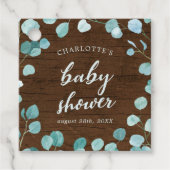 Rustische eucalyptus en bruin Baby shower van hout Bedankjes Labels (Voorkant)