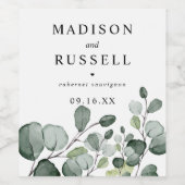 Rustische Eucalyptus - Gepersonaliseerd Wijn Etiket (Enkel label)