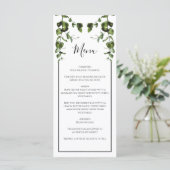 Rustische eucalyptus Leaves Wedding Menu (Staand voorkant)