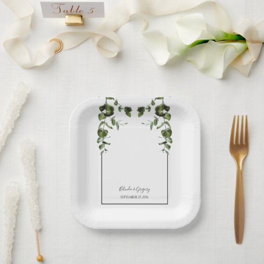 Rustische eucalyptus Leaves Wedding Papieren Bordje (Huwelijk)