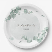 Rustische eucalyptus papieren bordje (Voorkant)