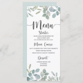 Rustische Eucalyptus waterverf groen en wit huweli Menu (Voorkant / Achterkant)