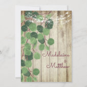 Rustische eucalyptus Wood Lights Weddenschap Kaart (Achterkant)