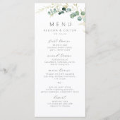 Rustische eucalyptusbruinboho bruiloft menu (Voorkant)