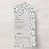Rustische eucalyputus Sage Green Pattern Wedding All In One Uitnodiging (Binnen)
