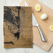 Rustische Faux Burlap Poultry Feed Sack Theedoek (Quarter Fold)