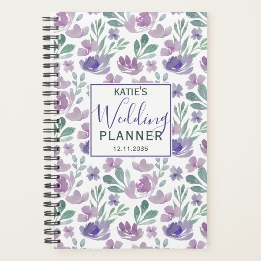 Rustische Floral over patroonbruiloft Planner (Voorkant)