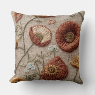 Rustische Geborduurde Bloemenkussen – Bloom Design Kussen