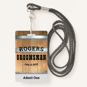 Rustische gepersonaliseerde Groomsman Whiskey Barr Badge