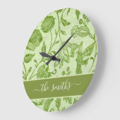 Rustische  groene Floral Grote Klok (Hoek)