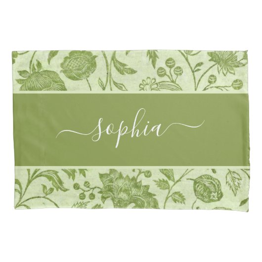 Rustische groene Floral Kussensloop (Voorkant)