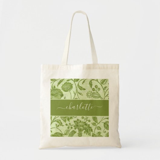 Rustische  groene Floral Tote Bag (Voorkant)