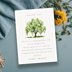 Rustische groene Waterverf Willow Tree Boerderij W Bedankkaart