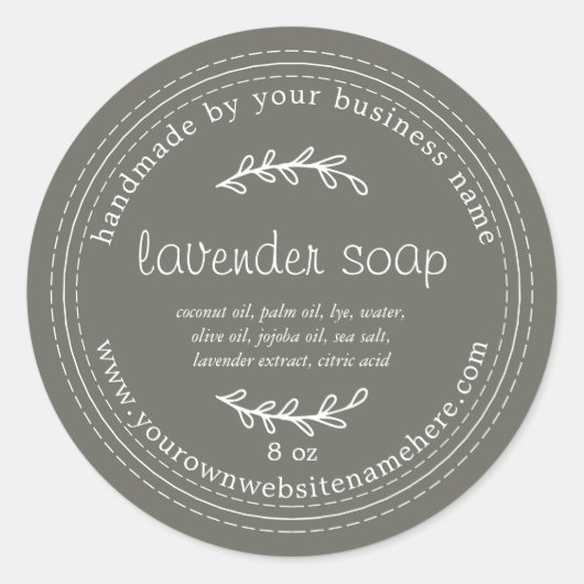 Rustische handgemaakte lavendel soap — lijfpuin ronde sticker (Voorkant)